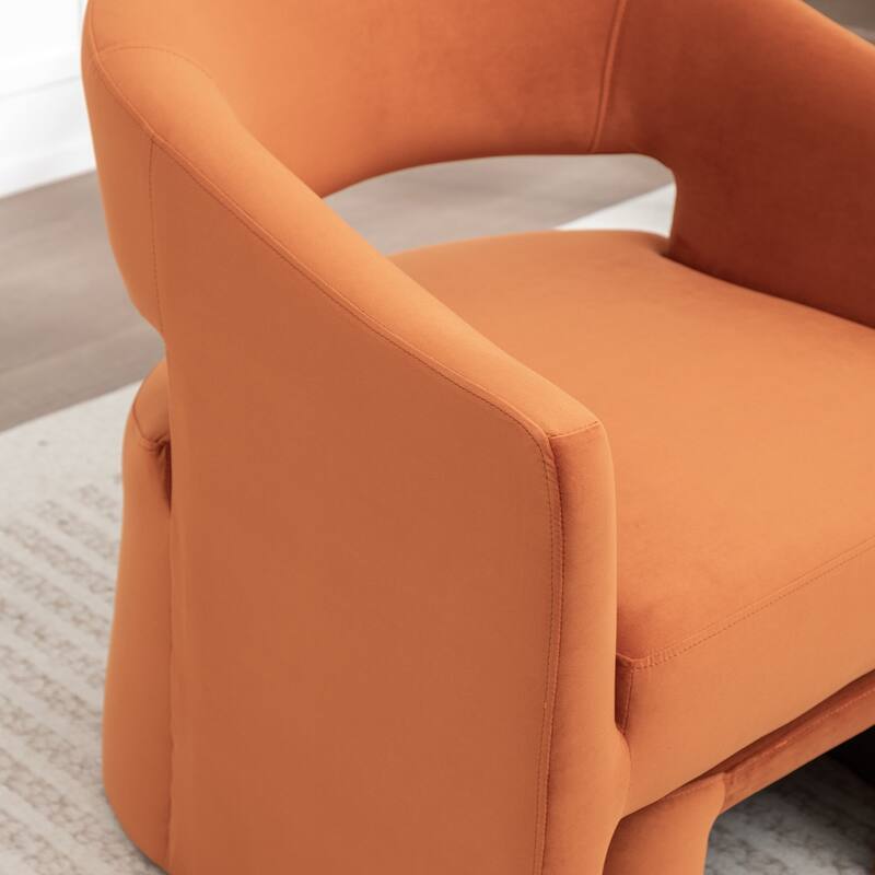 SEYNAR Modern Glam Velvet Accent Armchair Open Back with Ottoman Set of 2