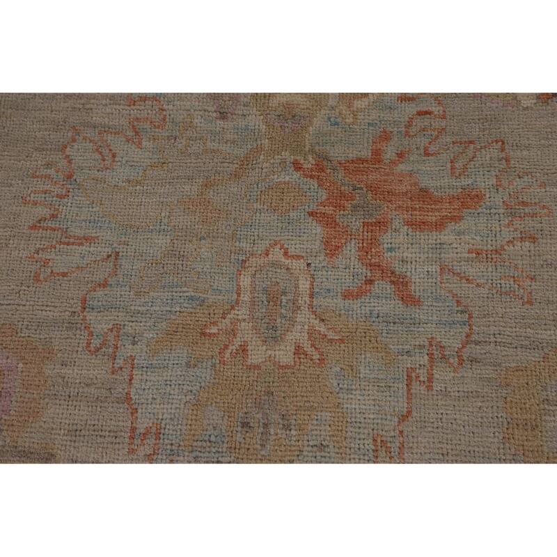 Transitional Vegetable Dye Oushak Turkish Rug Handmade Wool Carpet - 8'10"x 12'3"
