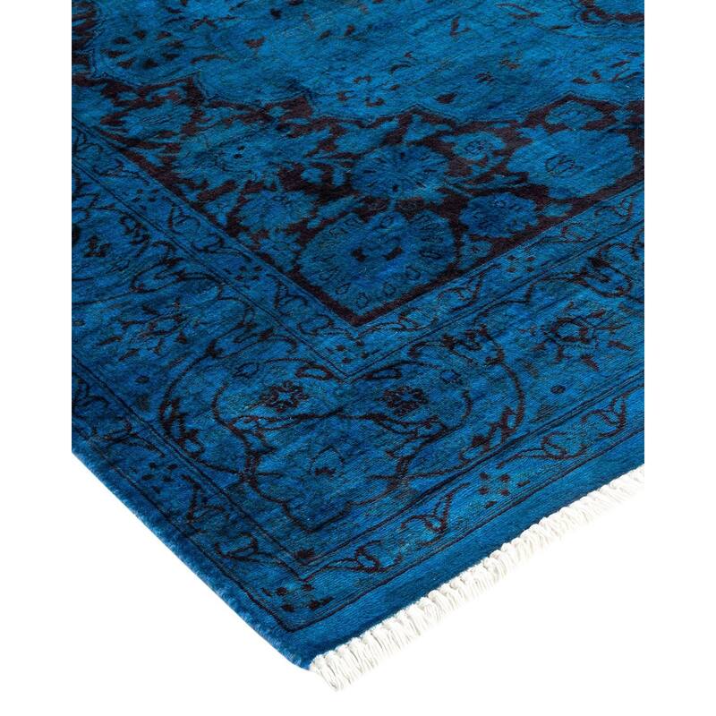 Overton Hand Knotted Wool Vintage Inspired Modern Contemporary Overdyed Blue Area Rug - 4' 7" x 7' 1"