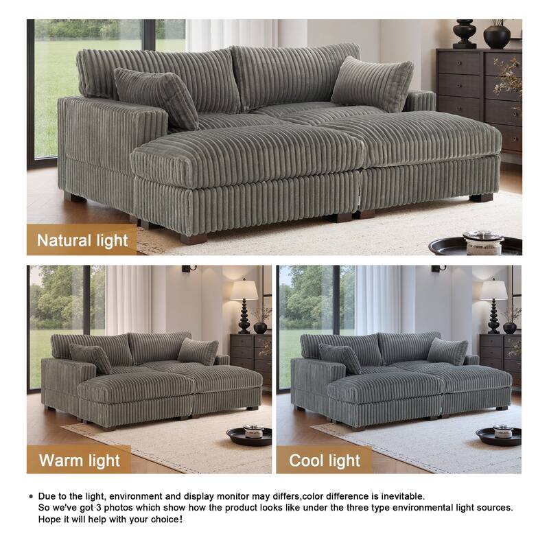 80"W Plush Modular Sectional Sofa with Pillows for Living Room