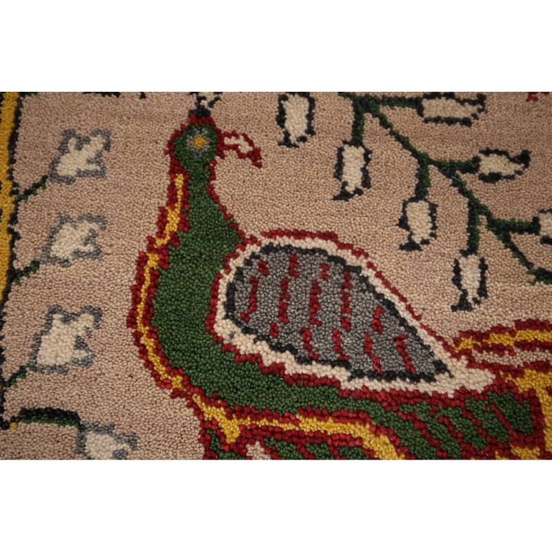 Animals Design Floral Ziegler Indian Area Rug Handmade Wool Carpet - 3'11"x 5'11"