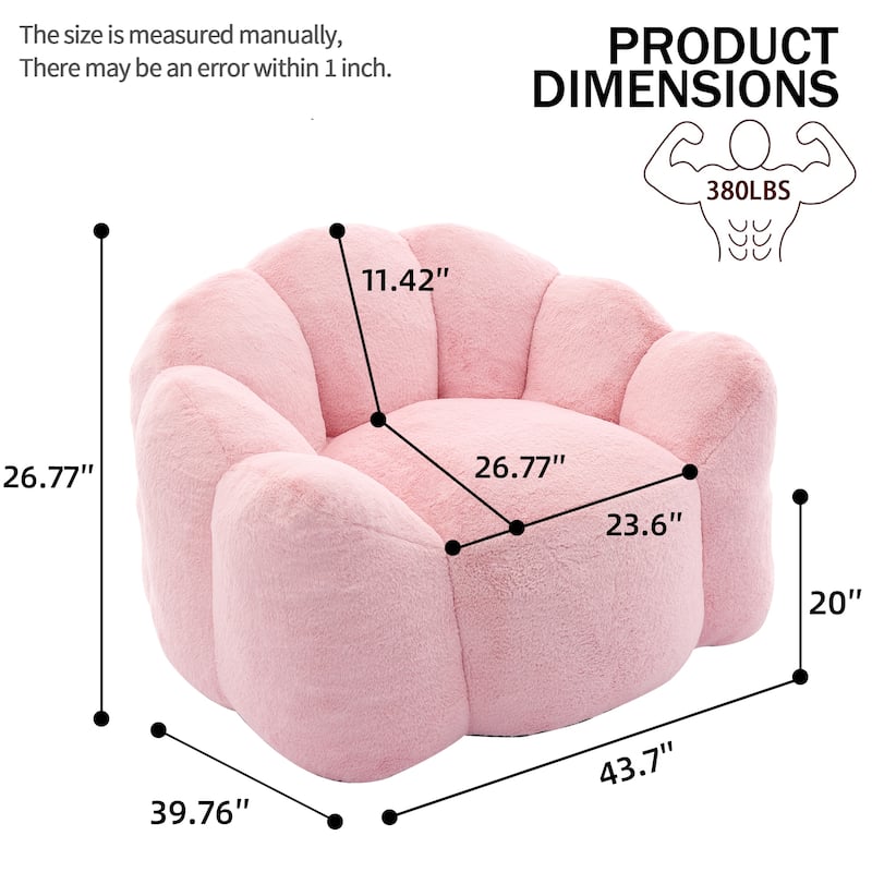 Lotus Type Compression Lazy Sofa Oversized Bean Bag Sofa Accent Chair for Adults with Pull Strap and Non-slip Base, Easily Moved
