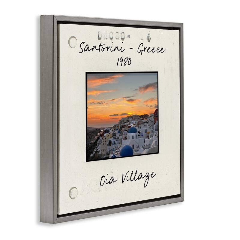 Stupell Greece Travel City View Framed Floater Canvas Wall Art Design By Val Rhodes