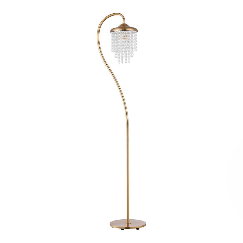 58-inch Modern Crystal Gold Arched Floor Lamp for Living Rooms