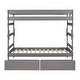 preview thumbnail 8 of 16, Twin over Twin Solid Wooden Frame Bunk Bed with 2 Drawers and Full-length Guardrail, Can Separated into Two Twin-size Beds