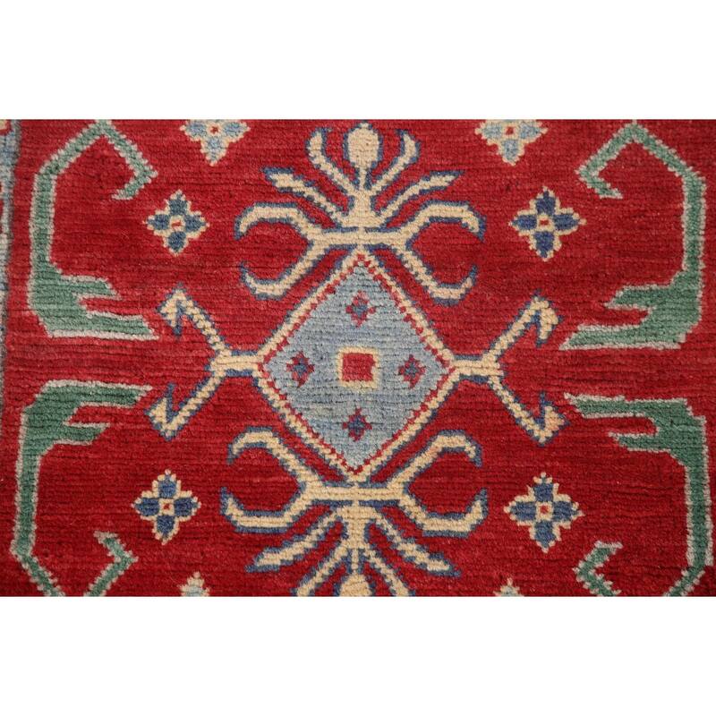 Kazak Runner Rug Hand-Knotted Traditional Red Wool Carpet - 2'5" x 15'11"