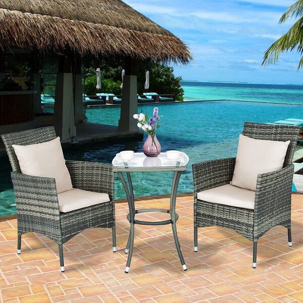 Shop Costway 3PCS Patio Rattan Furniture Set Chairs ...