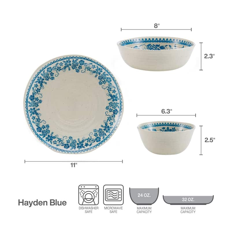 Pfaltzgraff Hayden Blue 12 Piece Dinnerware Set