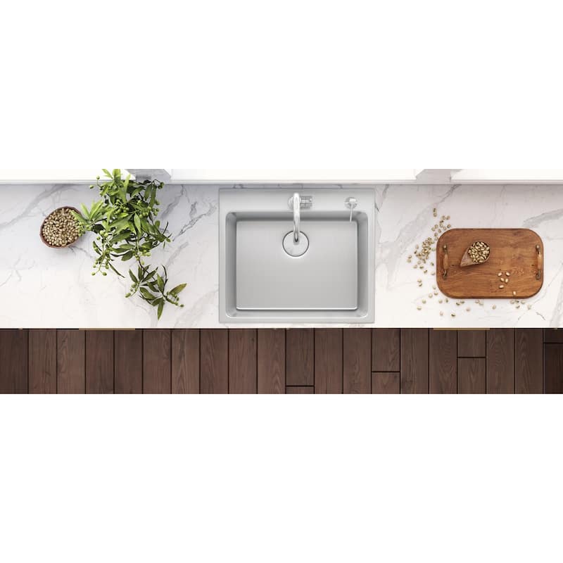 Ruvati 23 x 20 inch Drop-in Topmount Kitchen Sink 16 Gauge Stainless Steel Single Bowl - RVM5923 - 8' x 11'