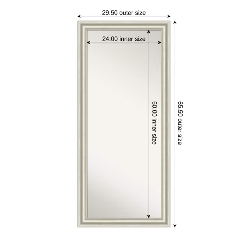 Sophia Non-Beveled Framed Full-Length Floor Leaner Mirror - 30 x 66 in - Sophia Silver