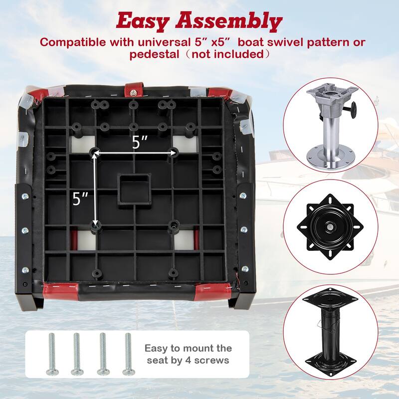 Costway High Back Folding Boat Seats with Black Grey Sponge Cushion & - See Details