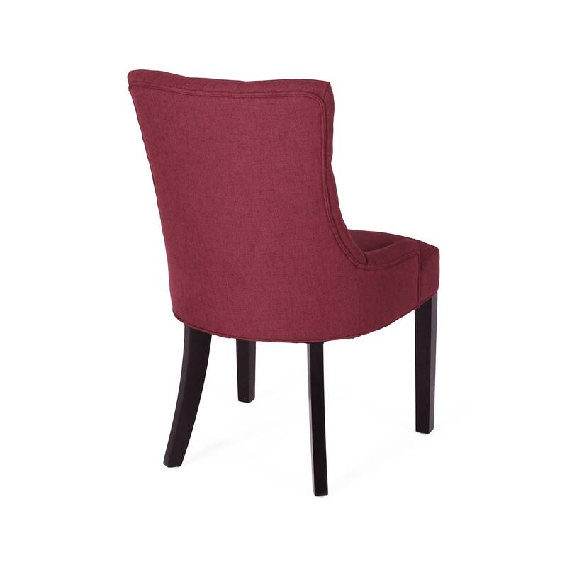 Cheney Dining Chairs Set of 2 - Red Upholstered Fabric, Contemporary Design with Tufted Back & Tapered Legs