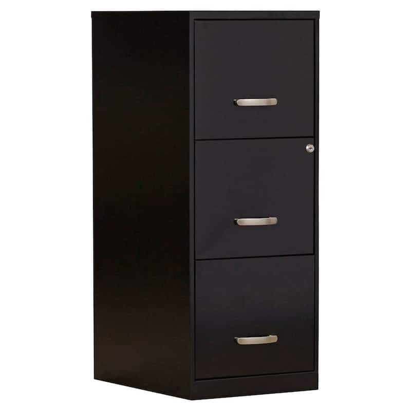 White Metal 3-Drawer Vertical Filing Cabinet with Lock and Glide