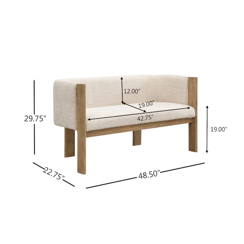 Christopher Knight Home - Vescari Modern Mid-Century Compact Upholstered 2-Seater Loveseat, Solid Rubberwood Frame & Track Arms