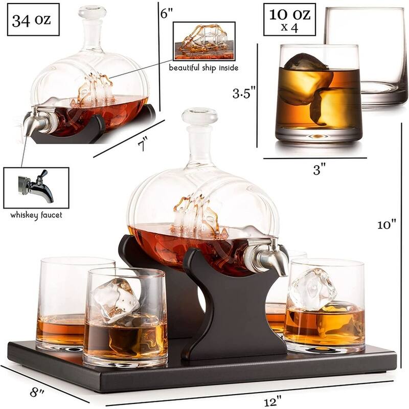 Ship in a Bottle Whiskey Decanter Set