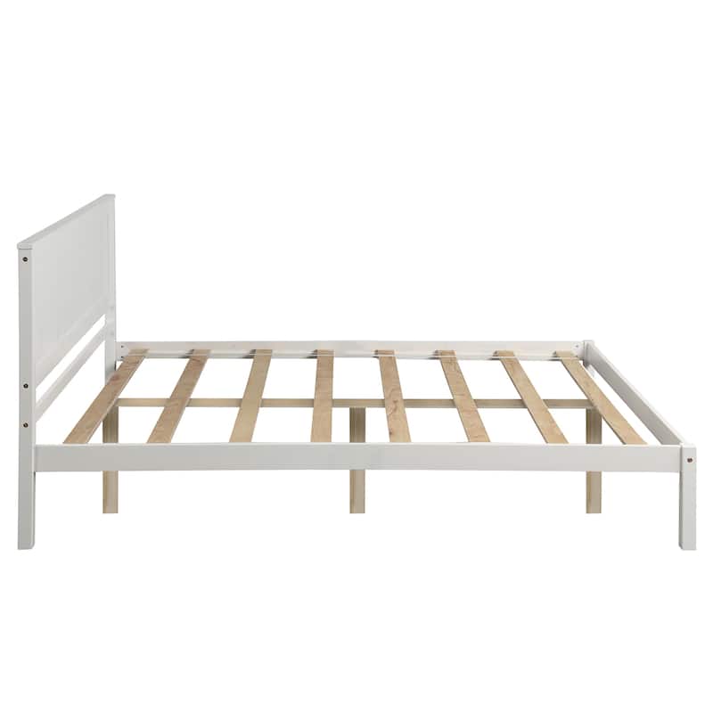 Full Pine Platform Bed with Headboard & Slat Support