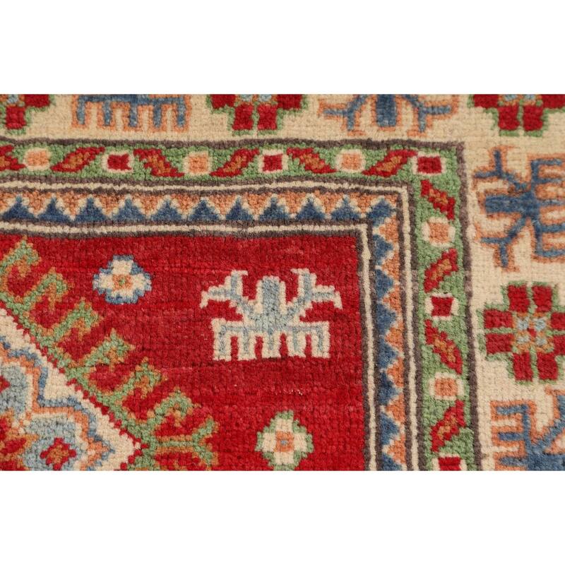 Red Kazak Foyer Rug Hand-Knotted Oriental Wool Carpet - 2'8" x 4'1"