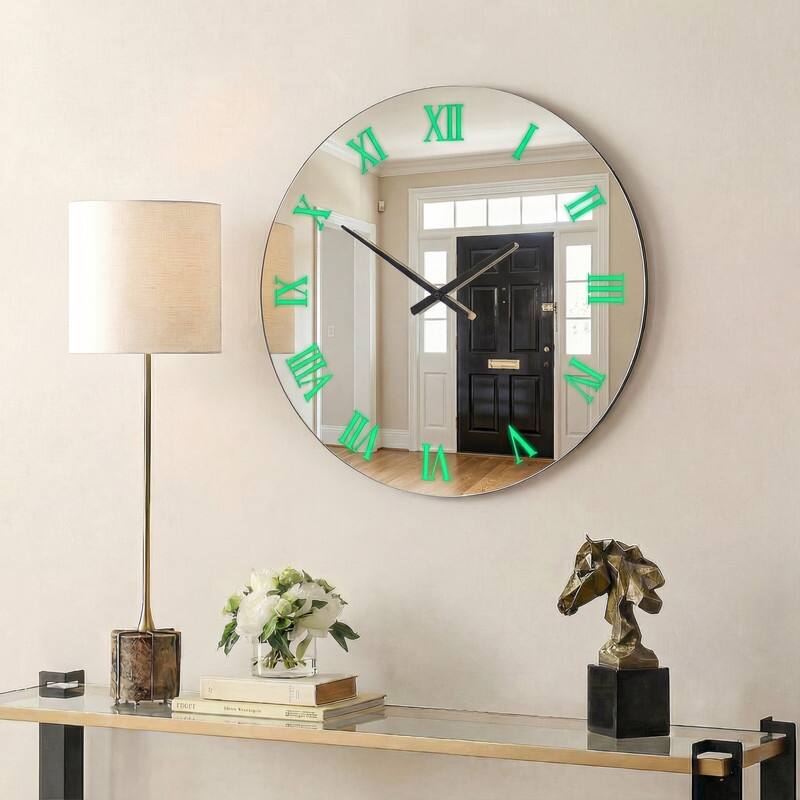 3-Color RGB Backlight Round Mirror Wall Clock