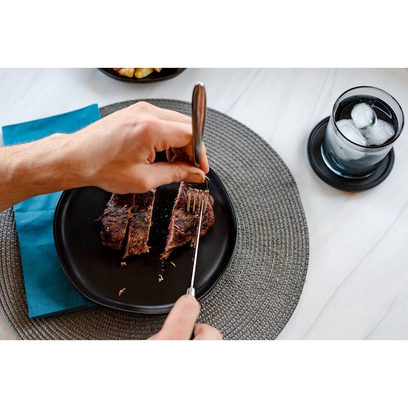Dura Living 4-Piece Steak Knife Set - High Carbon Stainless Steel Serrated Blades, Ergonomic Black Handles