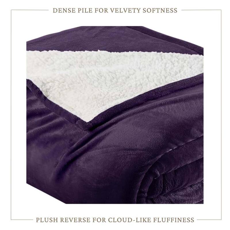 Linery & Co. Velvet Plush Reversible Sherpa Bed Blanket