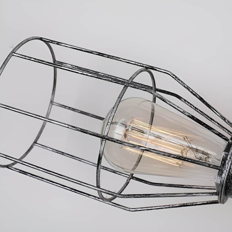 2-Light Water Pipe Wall Sconce with Metal Cages - Antiqued Vintage Industrial Light