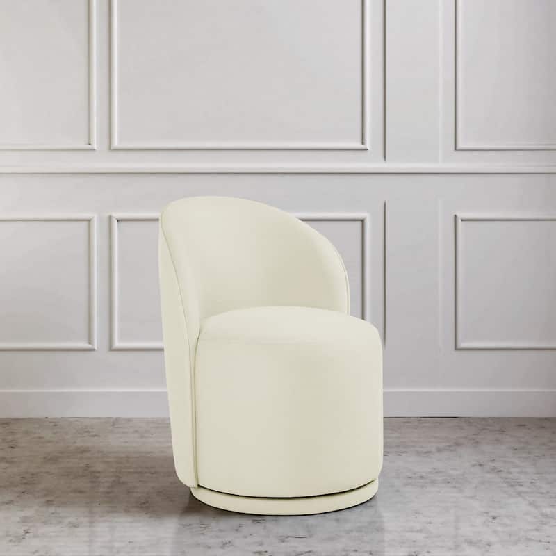 Upholstered Swivel Dining Chair Armless Barrel Chair - SINGLE - BEIGE LINEN