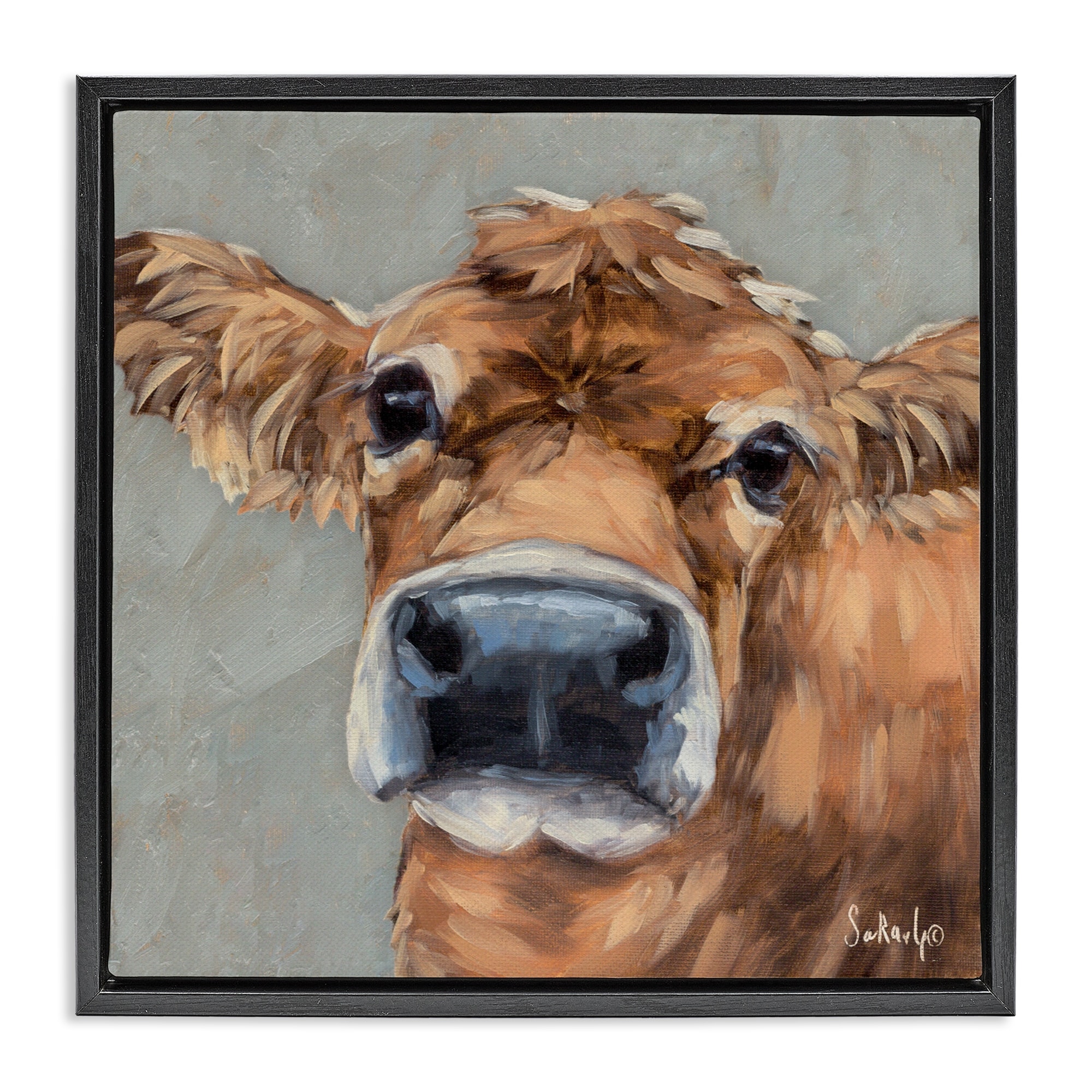 Stupell Freckles The Cow Portrait Framed Floater Canvas Wall Art Design By Sara G. Designs