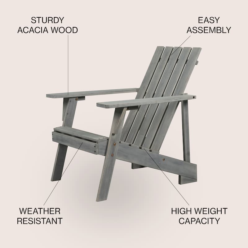 Westport Outdoor Patio Modern Acacia Wood Adirondack Chair, by JONATHAN Y
