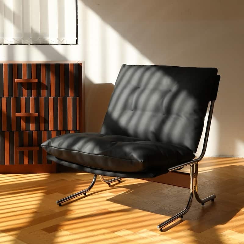Living Room Chairs with Metal Legs and Soft Padded - Black