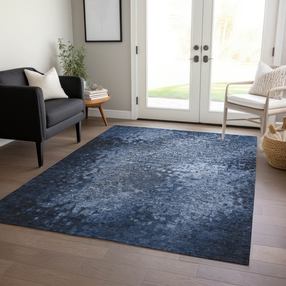 Machine Washable Indoor/ Outdoor Abstract Solid Chantille Rug