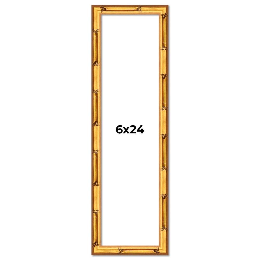 6x24 Frame Gold Bamboo Solid Wood Picture Frame | 1 Inch Moulding