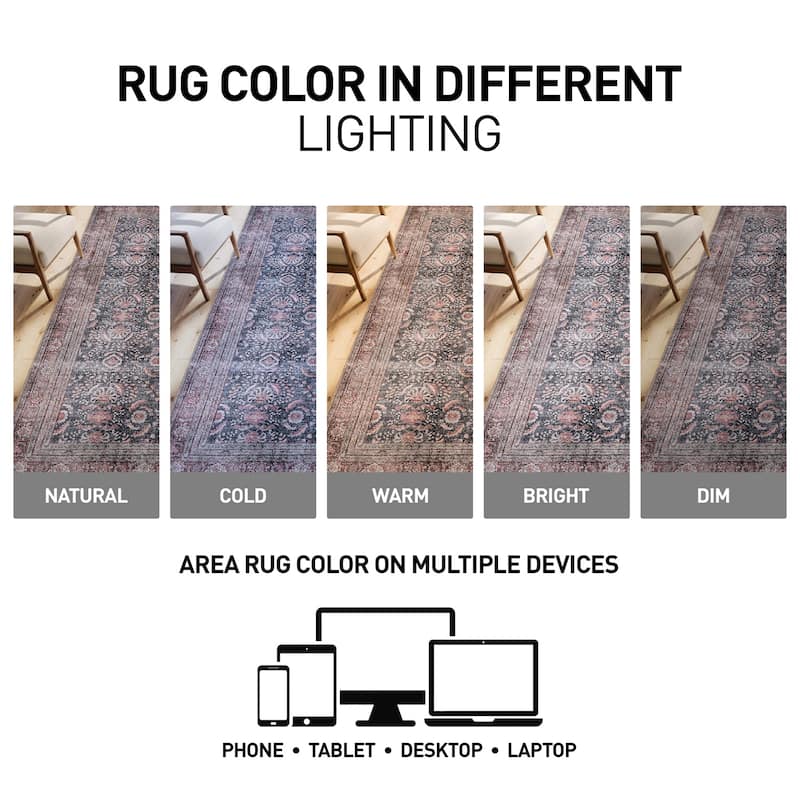 World Rug Gallery Vintage Inspired Machine Washable Non Slip Area Rug