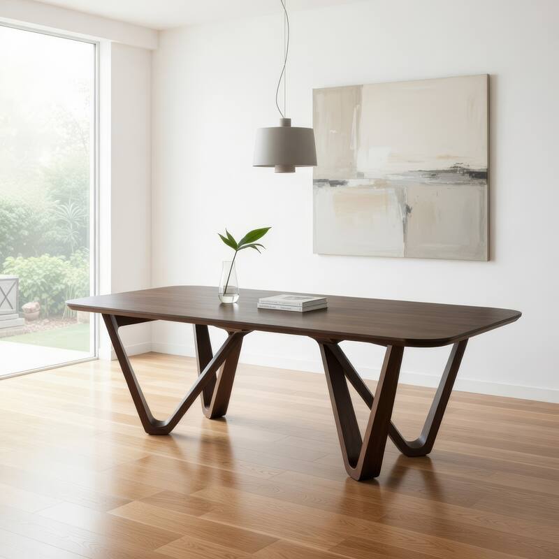 Niva Dining Table, 95 Inch Rectangular, Walnut Brown Solid Rubberwood