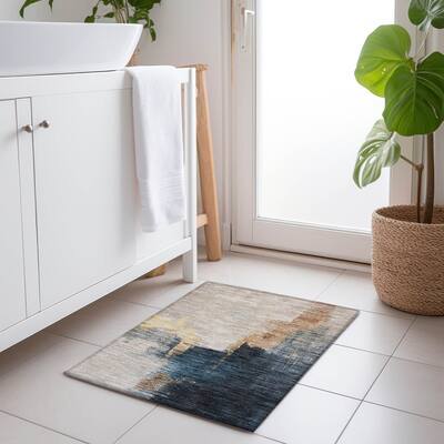 Machine Washable Indoor/ Outdoor Abstract Chantille Rug