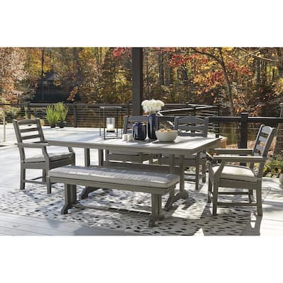 Signature Design by Ashley Visola Gray 6-Piece Outdoor Dining Package - 72.38" W x 42" D x 28.88" H