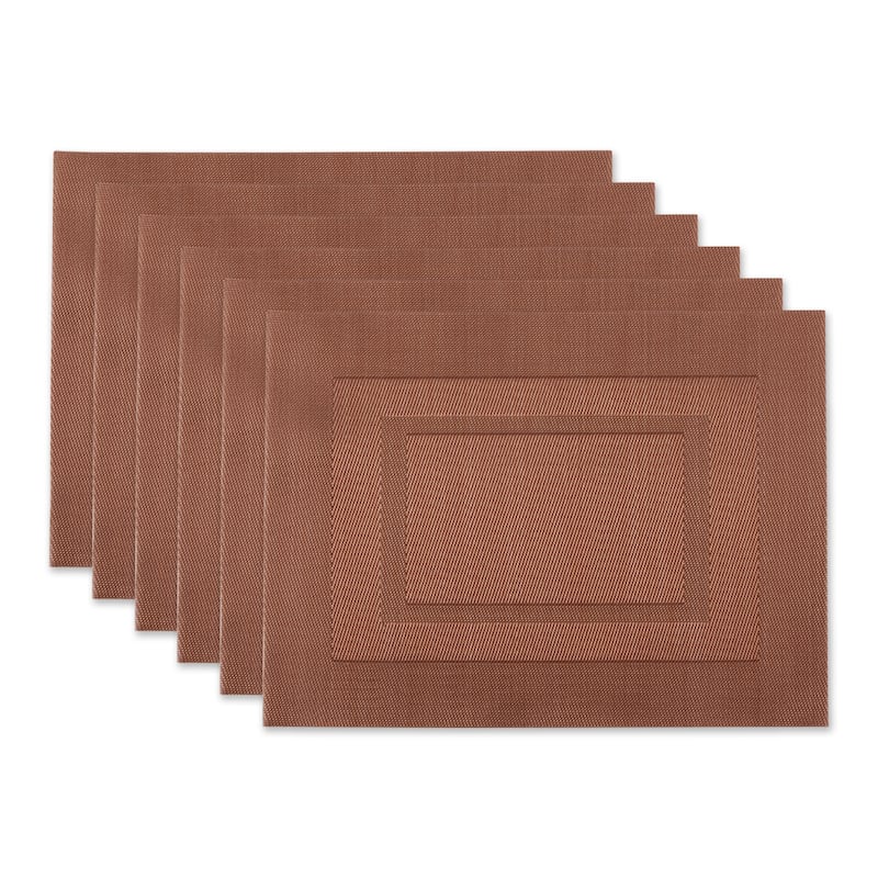 6 Cinnamon Red Double Frame Rectangular Outdoor Placemats 17.25"