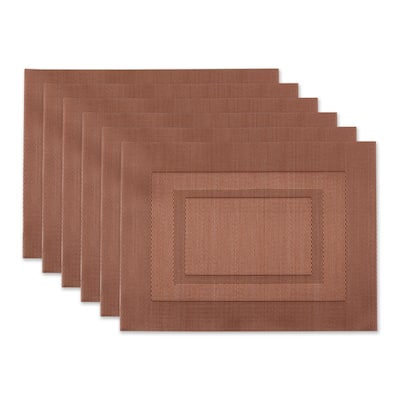 6 Cinnamon Red Double Frame Rectangular Outdoor Placemats 17.25"