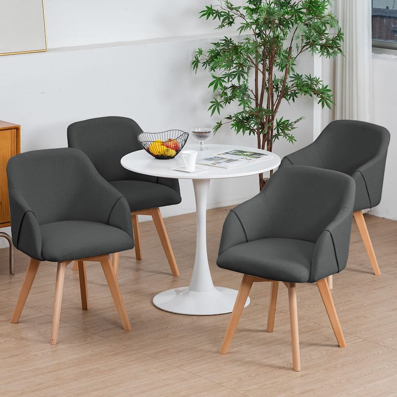 Upholstered Swivel Dining Chairs Set of 2 with Solid Wood Legs - 33.1" H x 21.5" W x 22.5" D