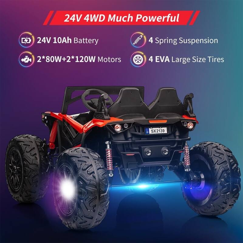 2 Seaters 24V Ride on UTV with Remote Control,10AH Battery, 400W Powerful Motors with 17" EVA Wheels