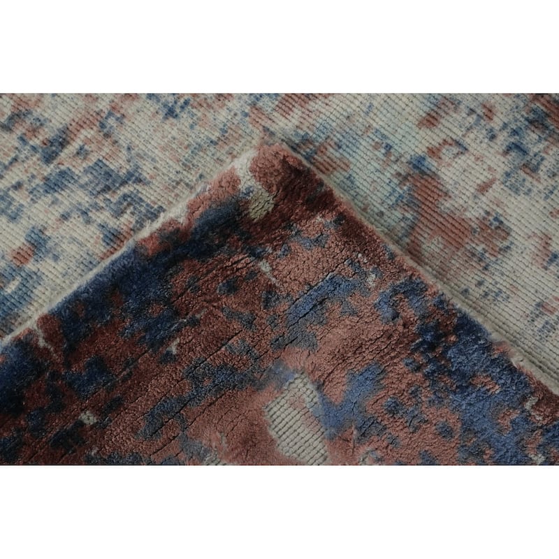 Hand Knotted Oriental Viscose Silk Carpet Modern Abstract Multi-Colored Abstract Area Rug - 8' 0'' X 5' 7''