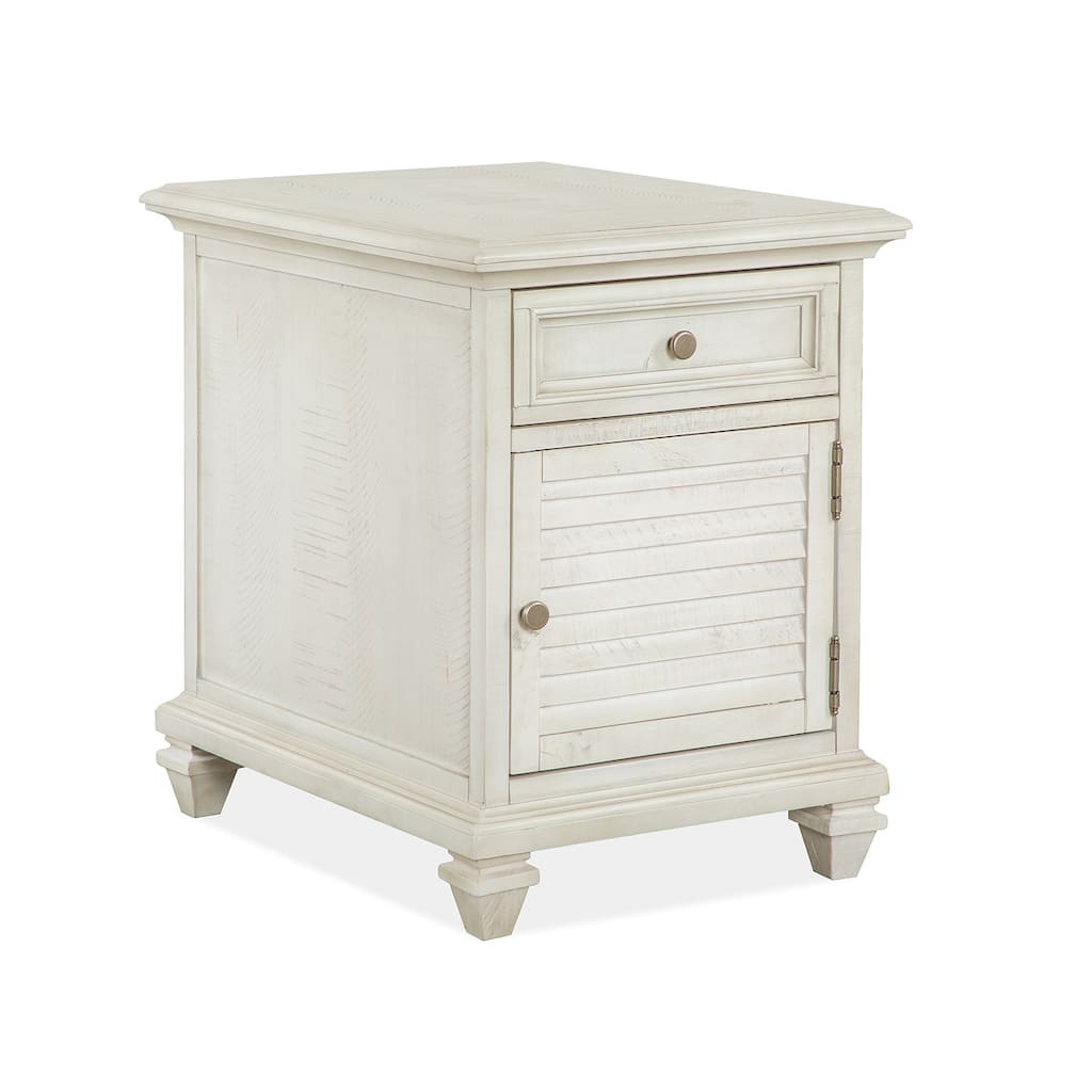 Magnussen Home Newport Alabaster Chairside End Table - 18''W x 24''D x 24''H