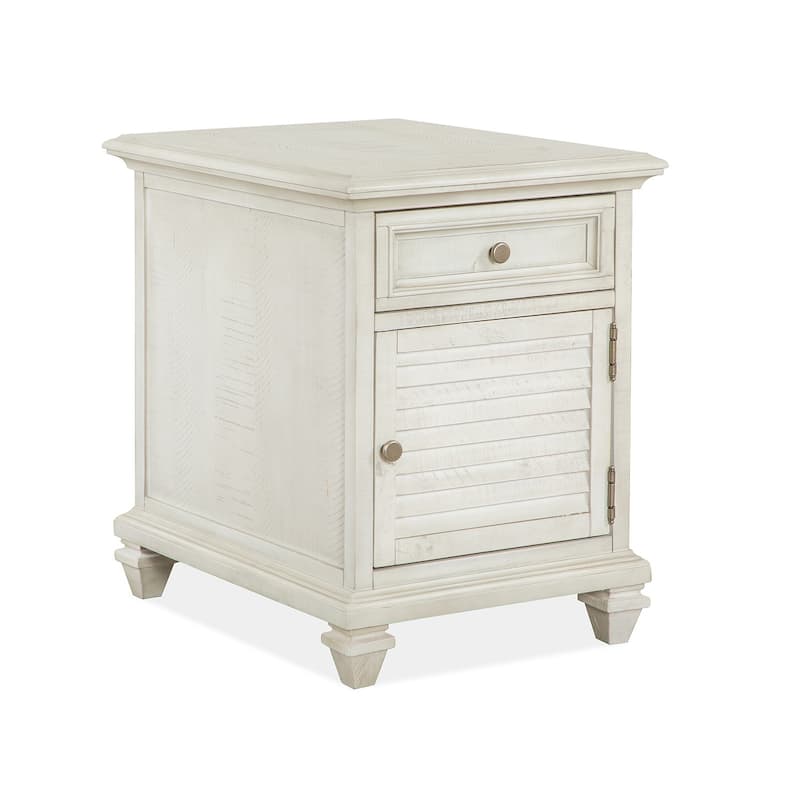Magnussen Home Newport Alabaster Chairside End Table - 18''W x 24''D x 24''H - 18''W x 24''D x 24''H