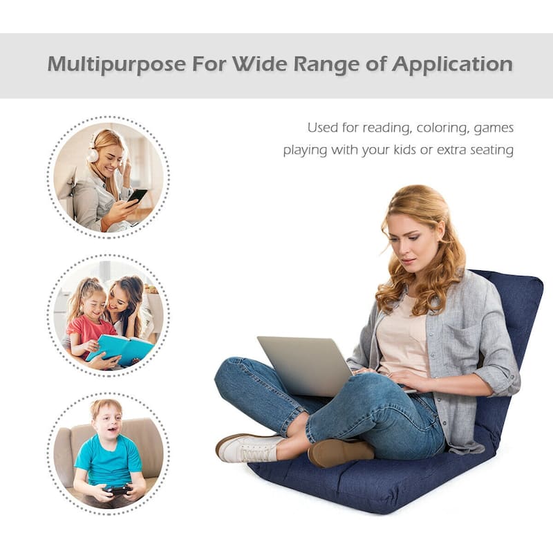 Gymax Adjustable Folding Gaming Chair Cushioned Floor Chair Adjustable