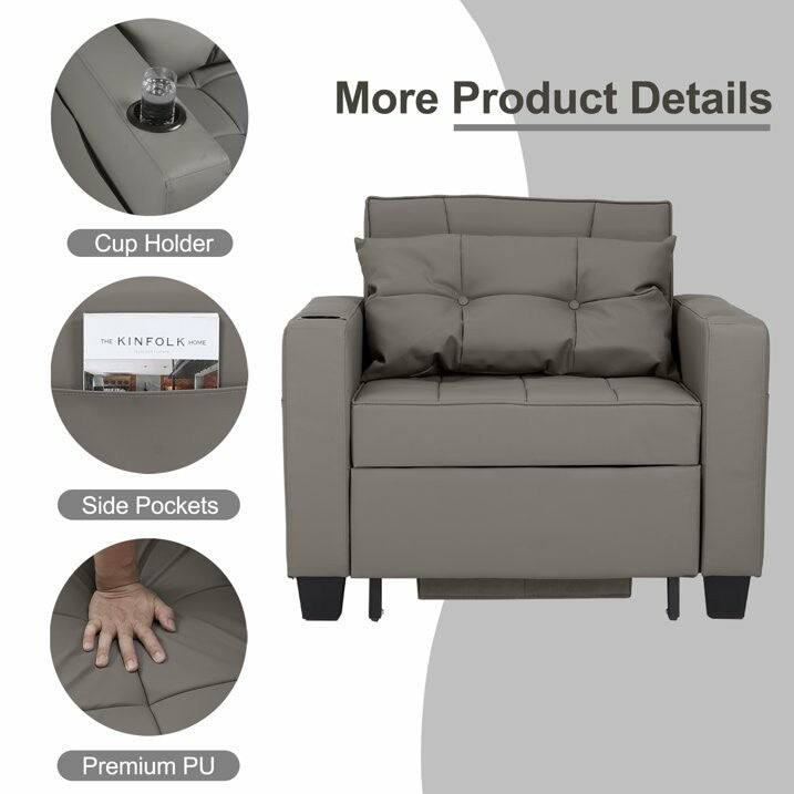 Pull Out Sofa Couch Bed Convertible Sleeper Sofa Bed with Storage Chaise, Sofa Couch