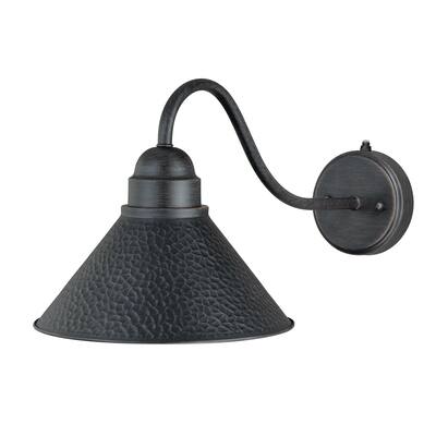 Outland 1 Light Dusk to Dawn Black Gold Farmhouse Barn Dome Outdoor Wall Lantern - 10-in W x 9.5-in H x 20-in D