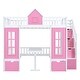preview thumbnail 5 of 7, Pink Full Pine Castle Bunk Bed with Windows, Slide, Playhouse
