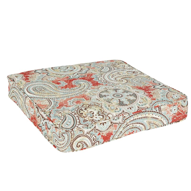 Corragan Coral Paisley Indoor/ Outdoor Square Corded Chair Cushion