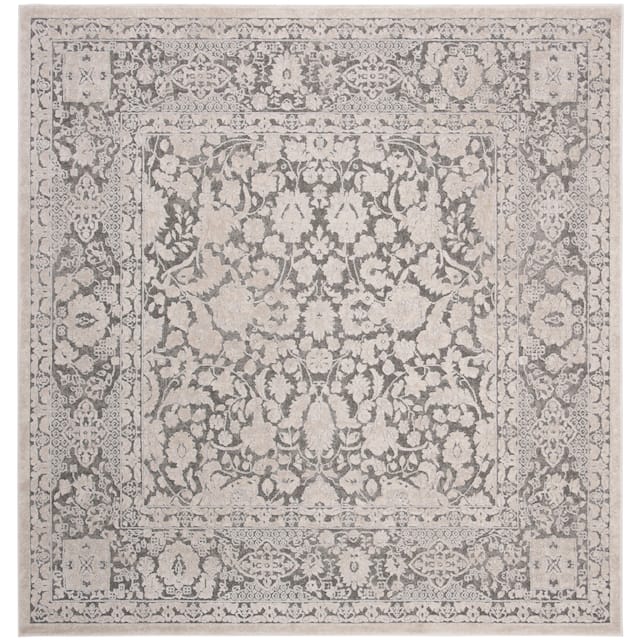 SAFAVIEH Reflection Jordanka Modern Oriental Polyester Rug - 6'7" x 6'7" Square - Dark Grey/Cream