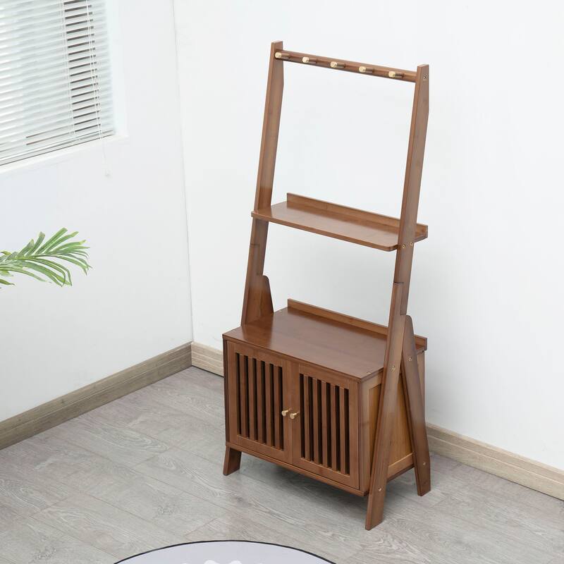 Bamboo Hall Tree with Bench and Shoe Storage