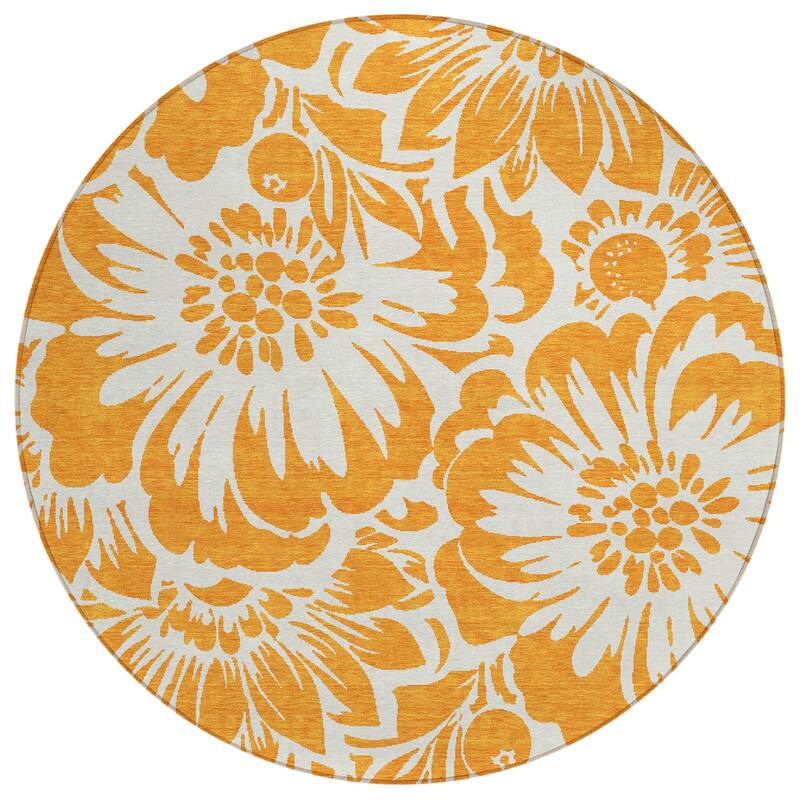 Machine Washable Indoor/ Outdoor Whimsy Floral Chantille Rug